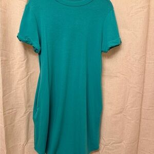 Teal Casual T-Shirt Dress w/ Pockets | Soft Stretch Everyday Dress | Women’s M